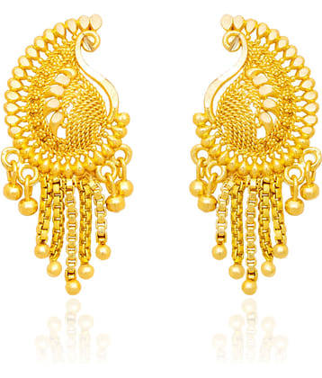 LUV FASHION Golden Stud Earrings ( Pack of 1 )