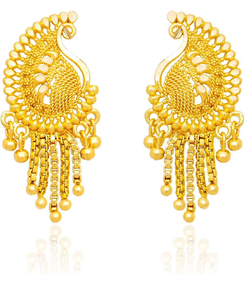 LUV FASHION Golden Stud Earrings ( Pack of 1 )