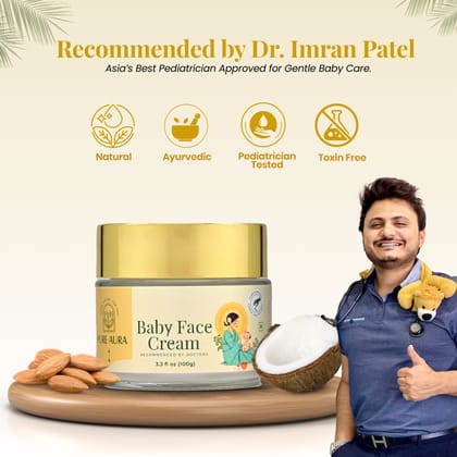 Pure Aura Baby Face Cream 100gm | Ayurvedic & Organic Face Cream for Kids | Infused with Shea Butter & Almond Oil |Chemical-Free | Nourishing & Moisturizing for Sensitive Skin | Safe for Newborns
