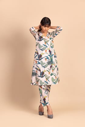 Pale Pink Toucan Dress Set-S
