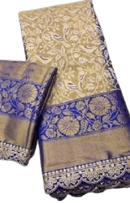 Elegant Royal Blue Paper Lace Saree