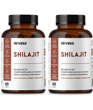 Nirvasa Shilajit Tablet for Vigour and Stamina for Men, Vegeterian Tablet, 2B (2 x 60 Tablets)