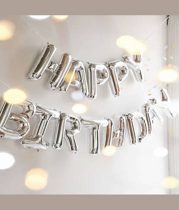 Happy Birthday Letters Foil Balloons, Silver (Pack of 13 Letters)