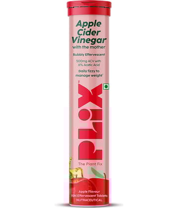 Plix Apple Cider Vinegar Effervescent Tablet with mother,Vit B6 & B12 for weight loss (15 No)