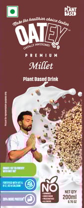 OATEY Premium Millet Milk - No Added Sugar, No-Hormones, No Preservatives, Non-dairy, 100% plant-based, Nut free 200ml