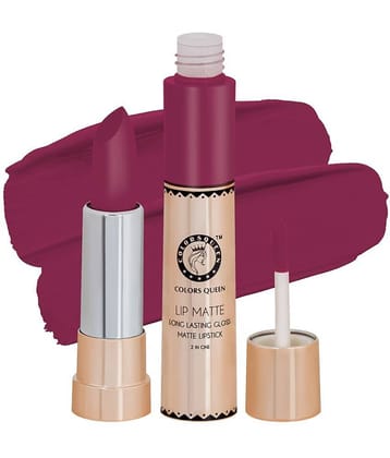 Colors Queen 2 in 1 Matte Finish Water Proof Lipstick Kiss Coffee (Shade - 22)