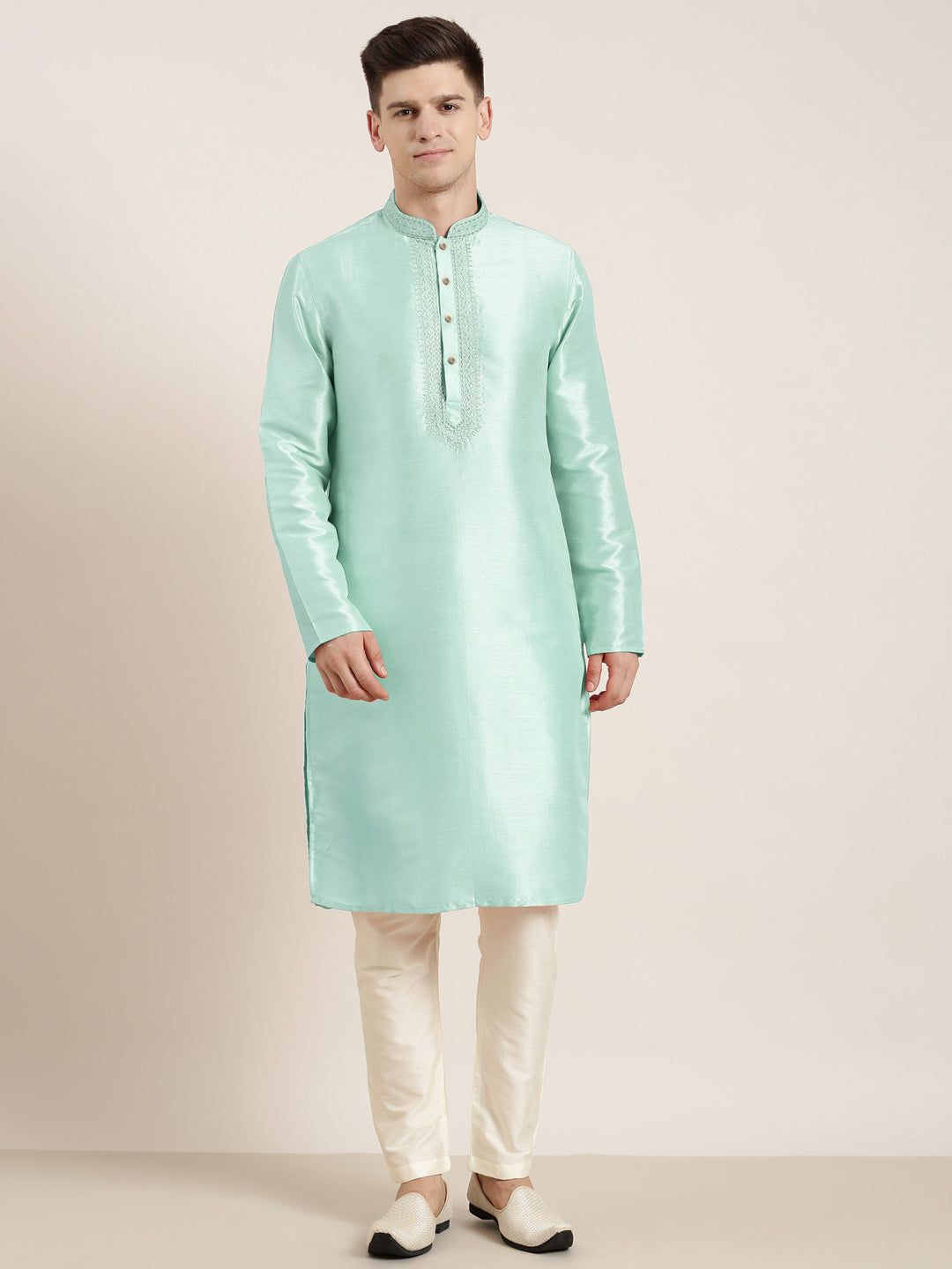 Sky blue Embroidered Kurta Set-XS/36 / Kurta Churidaar Set