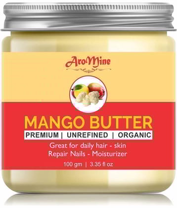 Aromine 100% Pure Organic Mango Butter Great For Skin,Body,Lips Moisturizer Moisturizer 100 gm