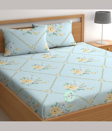 CG HOMES Microfiber 1 Double Bedsheet with 2 Pillow Covers ( Sky Blue )