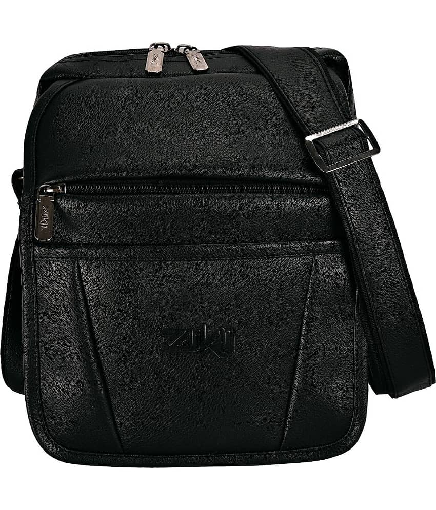ZAIKO BAGS Black Textured Messenger Bag