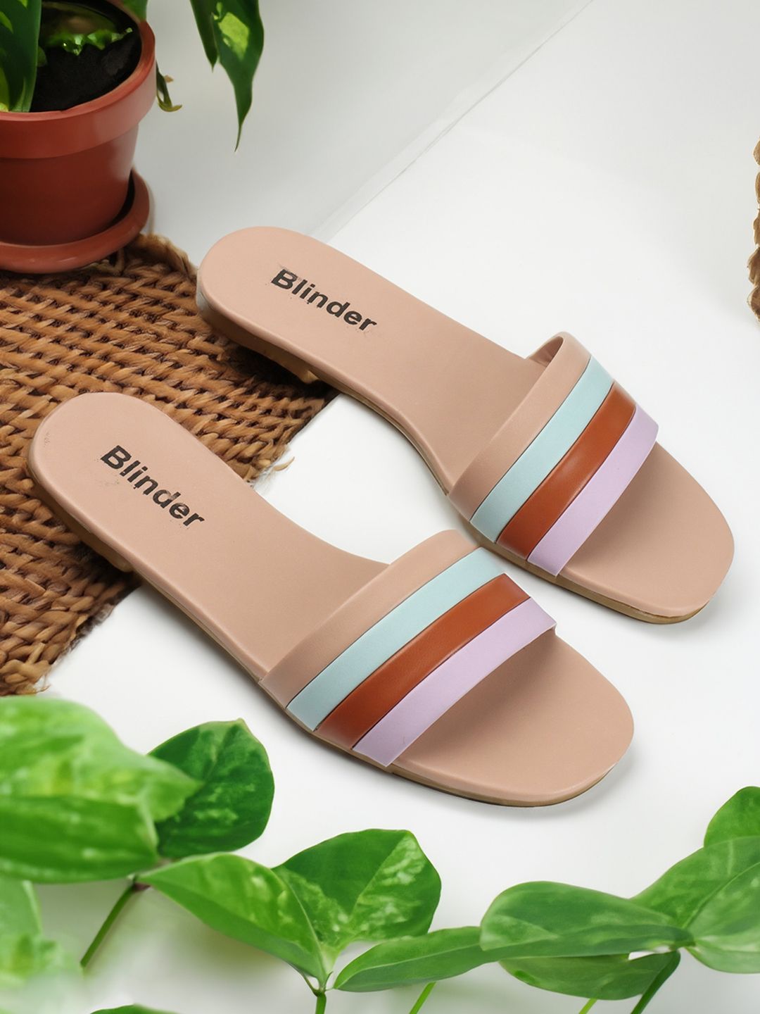 BLINDER Peach Slippers Flats 4