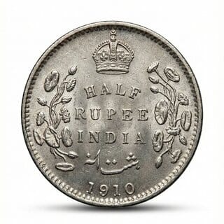 Half Rupee 1939 King George VI, British India old Silver-plated Coin Series Half Rupee 1939 King George VI, British India old Silver-plated Coin Series