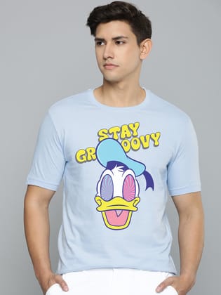 Stay Groovy Half Sleeve T-Shirt-Sky Blue / XXL