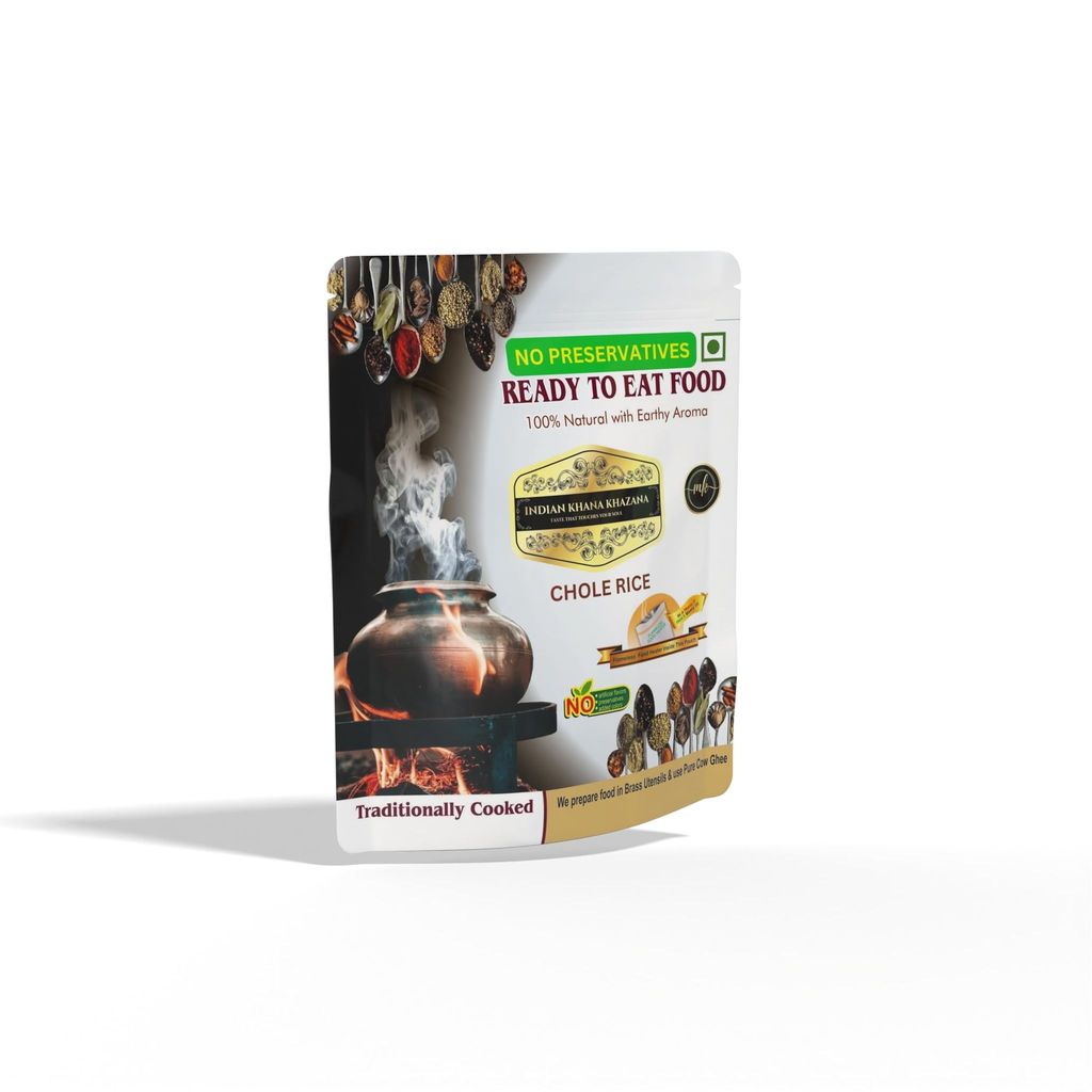 INDIAN KHANA KHAZANA Ready to eat Chole Rice COMBO, No Added Preservative and Colours | Serve Hot Anytime Anywhere with our Flameless Food Heater inside the Pack | Indian Tasty Flavour Ready to Eat Food Chole Rice