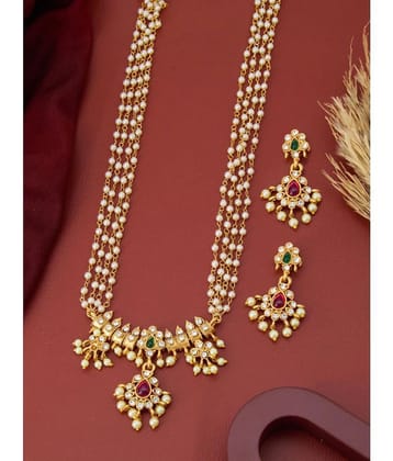ROFARWORD Gold Brass Necklace Set ( Pack of 1 ) - Gold