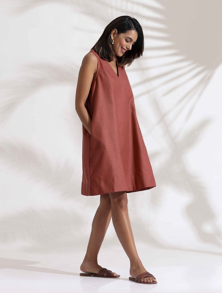 trueBrowns Pink Slub Dress - Pink   (M)