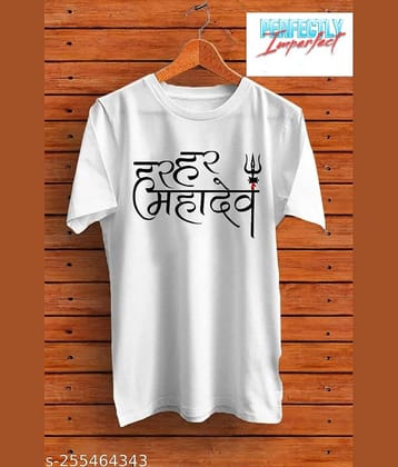 TREND SKY Polyester Regular Fit Printed Half Sleeves Men's Round T-Shirt - White ( Pack of 1 )