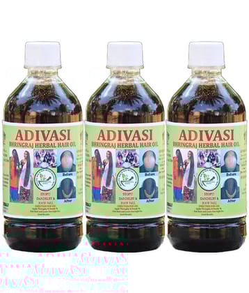 ADIVASI BHRINGRAJ HERBALS - Anti Hair Fall Bhringraj Oil 600 ml ( Pack of 3 )