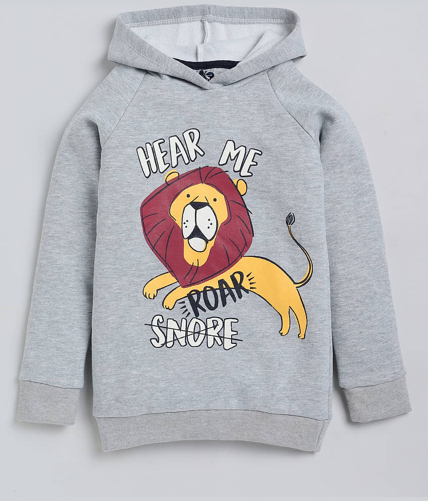 Lazy Shark Pack of 1 Boys Cotton Sweatshirt ( Gray )