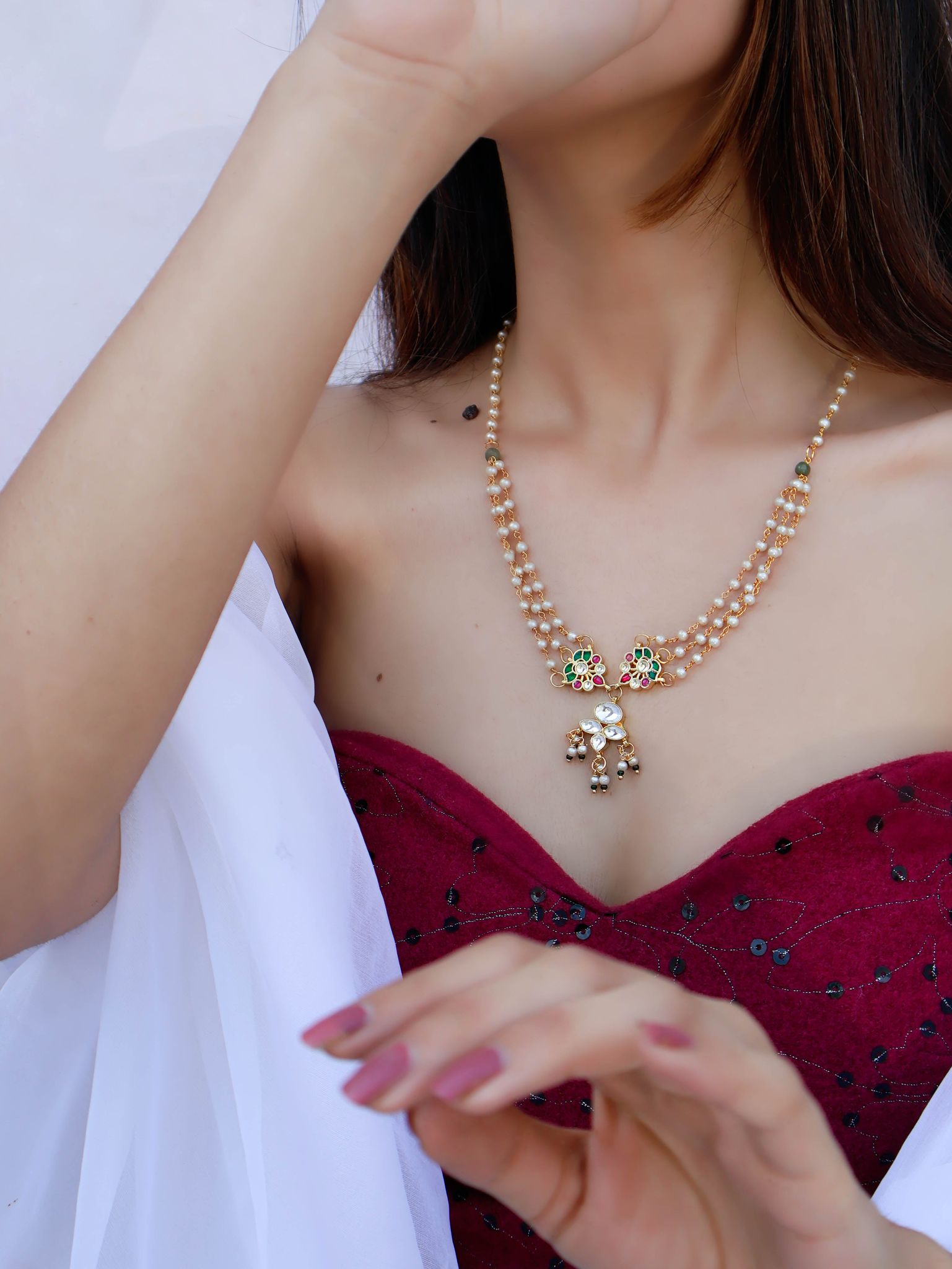 Ameena Kundan Necklace-Gold