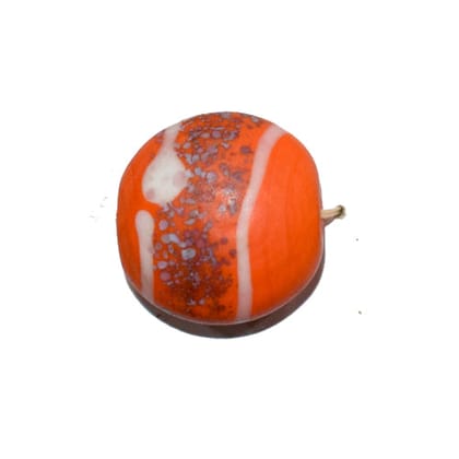 Handmade Fancy Lampwork Glass Beads For Jewelry Making Necklace , Earring and Bracelet (Flat Round) SFL-534-Per Packet 25 Pcs / 22X12 MM
