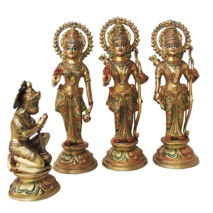 Brass Ram Darbar Idol | Hindu God Ram Parivar Murti, Height : 13.2 Inch (BSMAS1380 E)