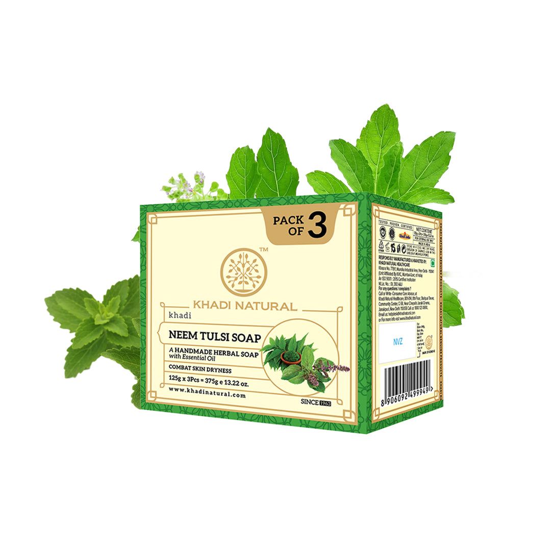 Khadi Natural Herbal Neem Tulsi Soap Combo Pack Of 3 – 125gm Each