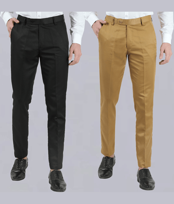 VEI SASTRE Multicolored Slim Formal Trouser ( Pack of 2 )