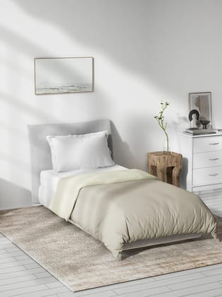 DDECOR - Spectrum Collection 100% Cotton Plain & Texture Pattern 180TC Single Quilt|229 CM X 274 CM| - Beige