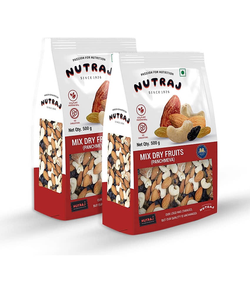 Nutraj Mix Dry Fruits PanchMeva 1 Kg (500g X 2) | Nutritious Blend of Dry Dates, Black Raisins, Raisins, Cashew Nuts & California Almonds | Trail Mix Healthy Snacks