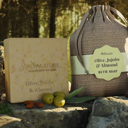 Olive, Jojoba & Almond ColdPressed Ayurvedic Bath Soap SLS & Paraben Free Nourishing Handmade Soap for Glowing Skin