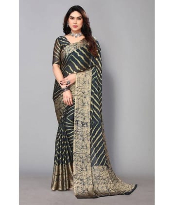 FABMORA Chiffon Printed Saree With Unstitched Blouse Piece ( Wine )