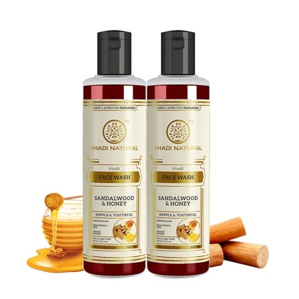 Khadi Natural Sandalwood & Honey Face Wash Combo Pack Of 2 - 210ml Each - Sale Khadi Natural Sandalwood & Honey Face Wash Combo Pack Of 2 - 210ml Each - Sale