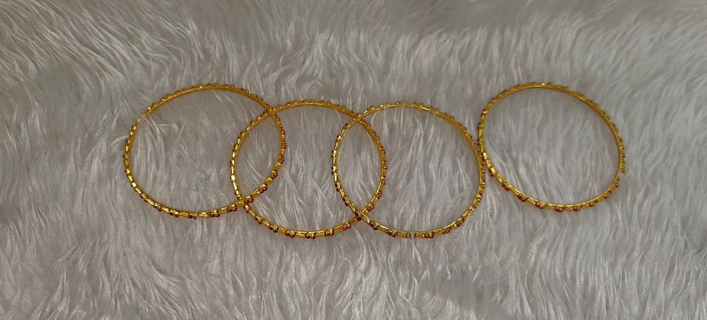 Gold Plated Ruby Bangle Set of 4