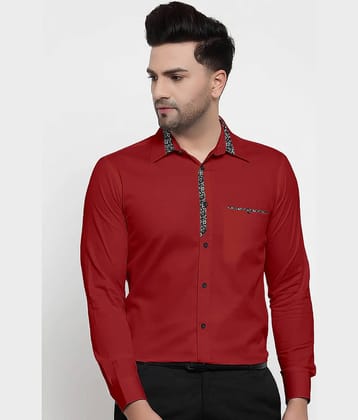 WEBRIC Cotton Blend Regular Fit Full Sleeves Men's Formal Shirt - Red ( Pack of 1 )