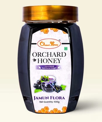 Orchard Honey Jamun Flora Honey 500gm | Pure Honey | No Added Sugar or Preservatives | Rich in Antioxidants| Desi Honey | Wild Forest Honey for Digestion| FSSAI Shahad 500g Pack