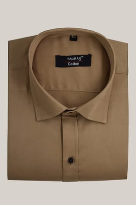 Cotton Tanmay Light Brown Color Formal Shirt for Men's-M (38 Inch) (97 CM) / Full