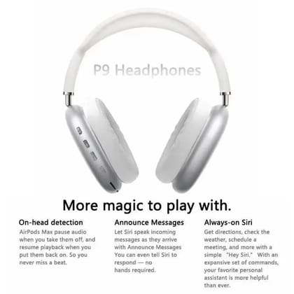 P9 Wireless Bluetooth Headphones with Active Noise Cancellation, HD Stereo Sound, Built-in Mic, 4 Hours Playback, IPX4 Sweat Resistant On-Ear Headset (Multi Color)