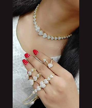 Navya Collections Alloy Golden Choker Contemporary/Fashion Gold Plated Necklace set Combo