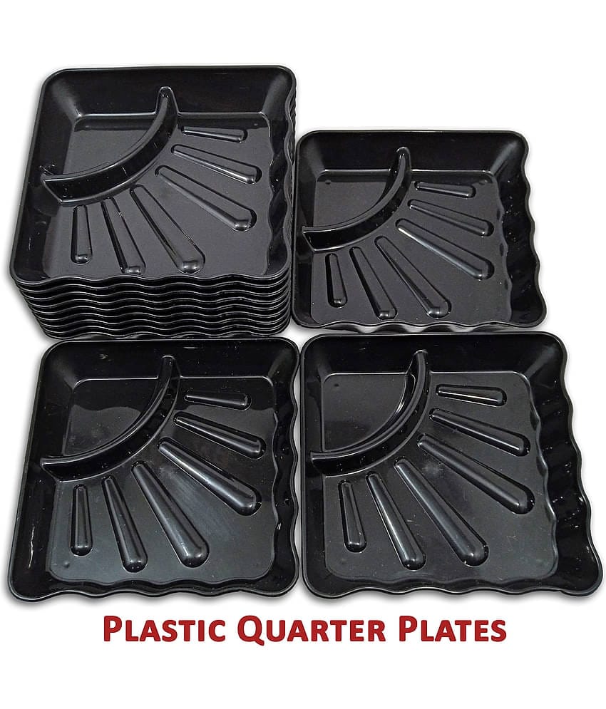 Inpro 12 Pcs Plastic Black Quarter Plate