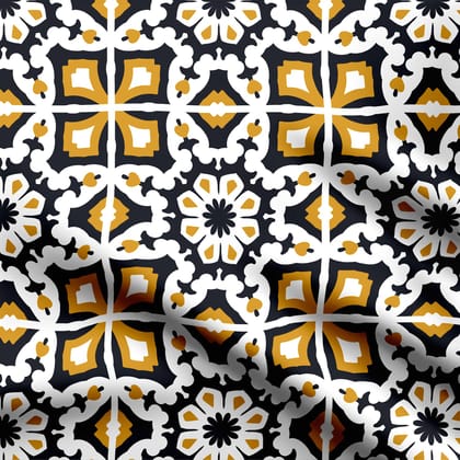 Cotton 1 Meter Abstract Moroccan Tile Pattern Print Fabric