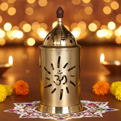 Brass Table Decor Oil Lamp, Deepak  - Handcrafted Brass Deepak for Worship, Height : 6.5 Inch (ZMAS541 C)