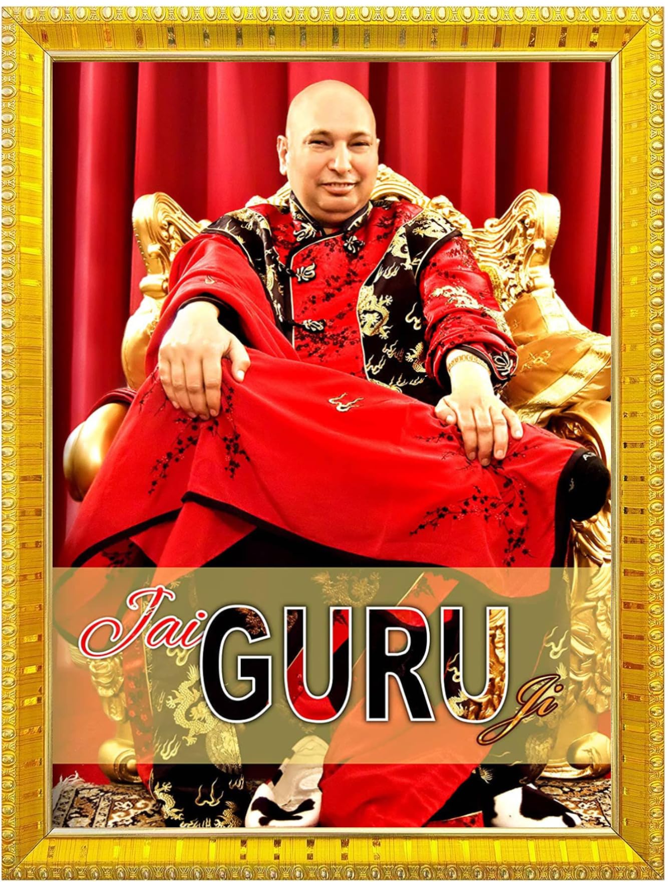 NOKKES Jai Guru Ji Swaroop Shukrana Guru Ji Golden 5X7 Inch Photo Frame_AQW11