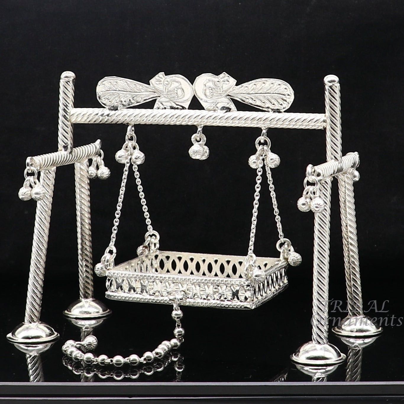 925 Sterling silver handmade Bal Gopala jhula, little Krishna swing, child krishan palana, silver jhula, laddu gopal jhula, silver art su942