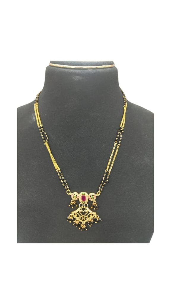 Black Beads Mangalsutra with Gold Pendant for Women