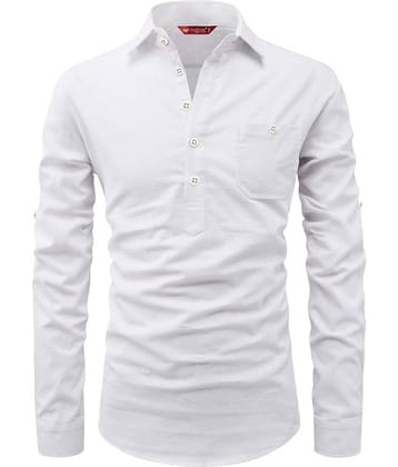 Yugnik White Cotton Men's Shirt Style Kurta ( Pack of 1 )