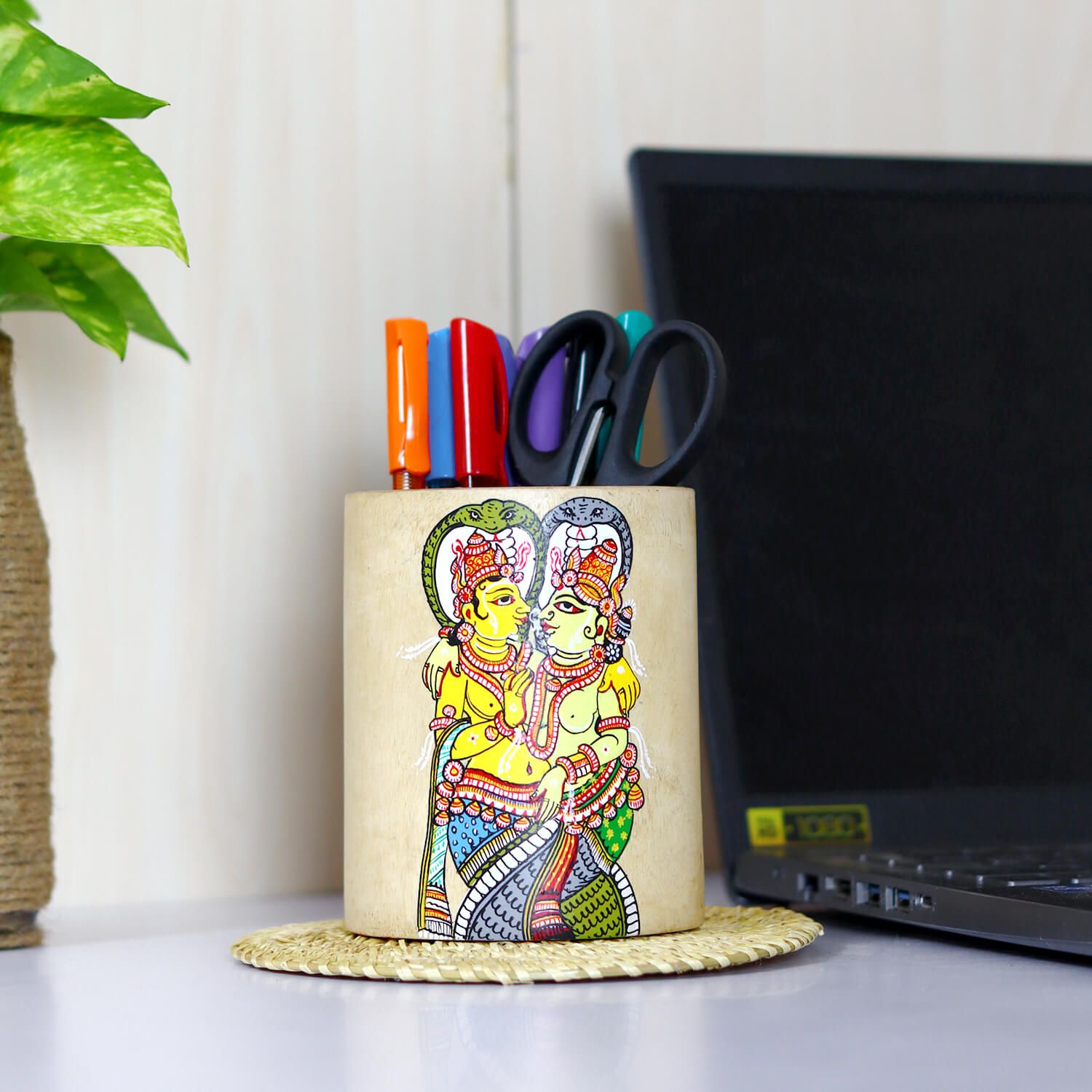 Wooden Pattachitra Pen / Pencil Stand