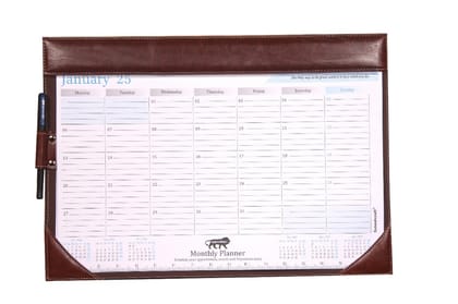 Sukeshcraft Table Planner Calendar January 2025 to December 2025 (18.5"x13"Inch.) (2Tone Brown)