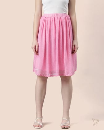Georgette Skirt-S / Pink Dotted