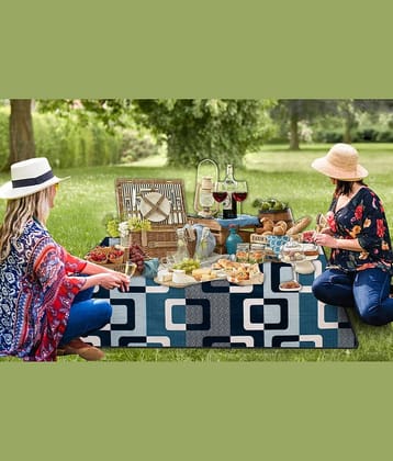 ENTICE PVC Floral Square Table Mats ( 91 cm x 91 cm ) Pack of 1 - Blue